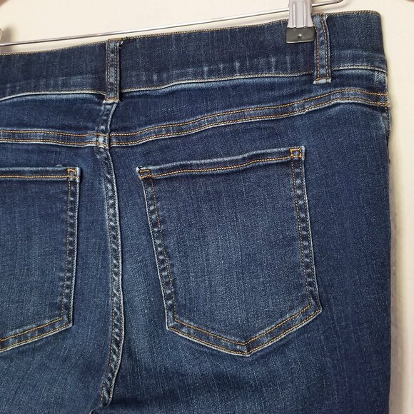 Spanx Flare Jeans Midnight Blue Shade Pull On Stretch High Waist L Petite $148 - Picture 8 of 16